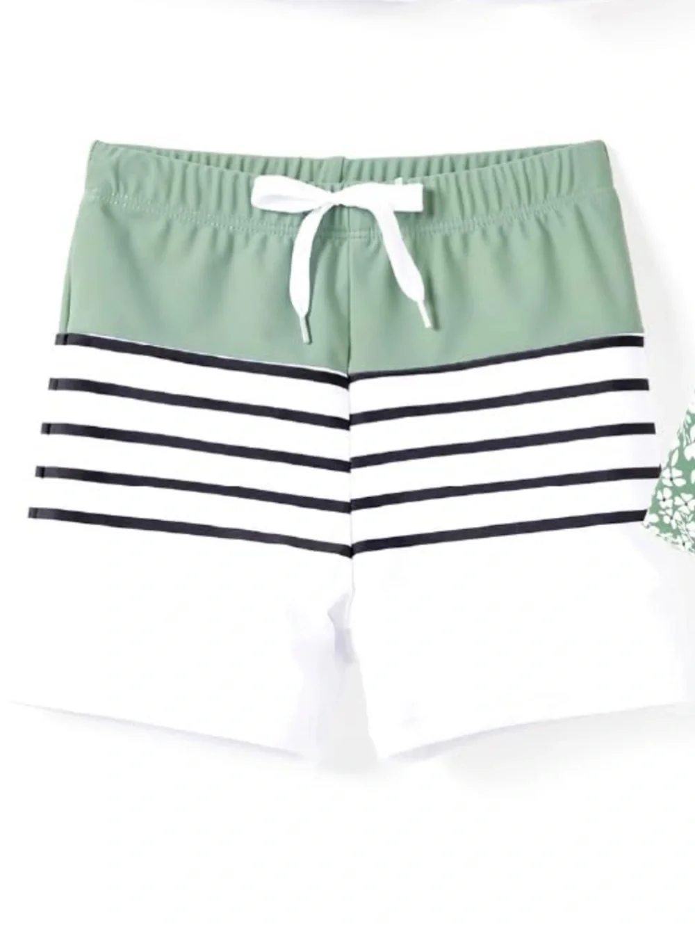 Striped Swim Boardshorts 100% Spandex Toddler Boys 6-7T Green Black White